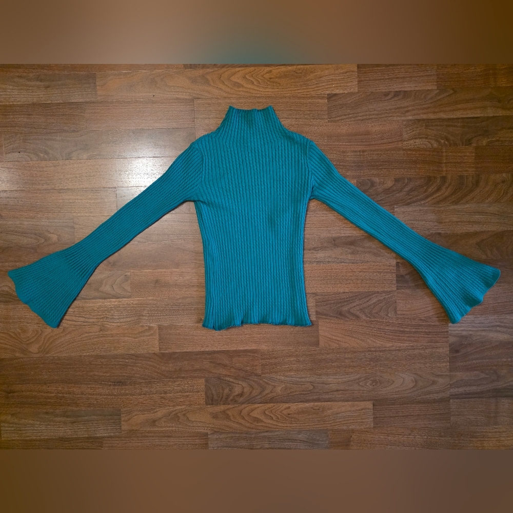 Sandro Emerald Ribbed Knit Top